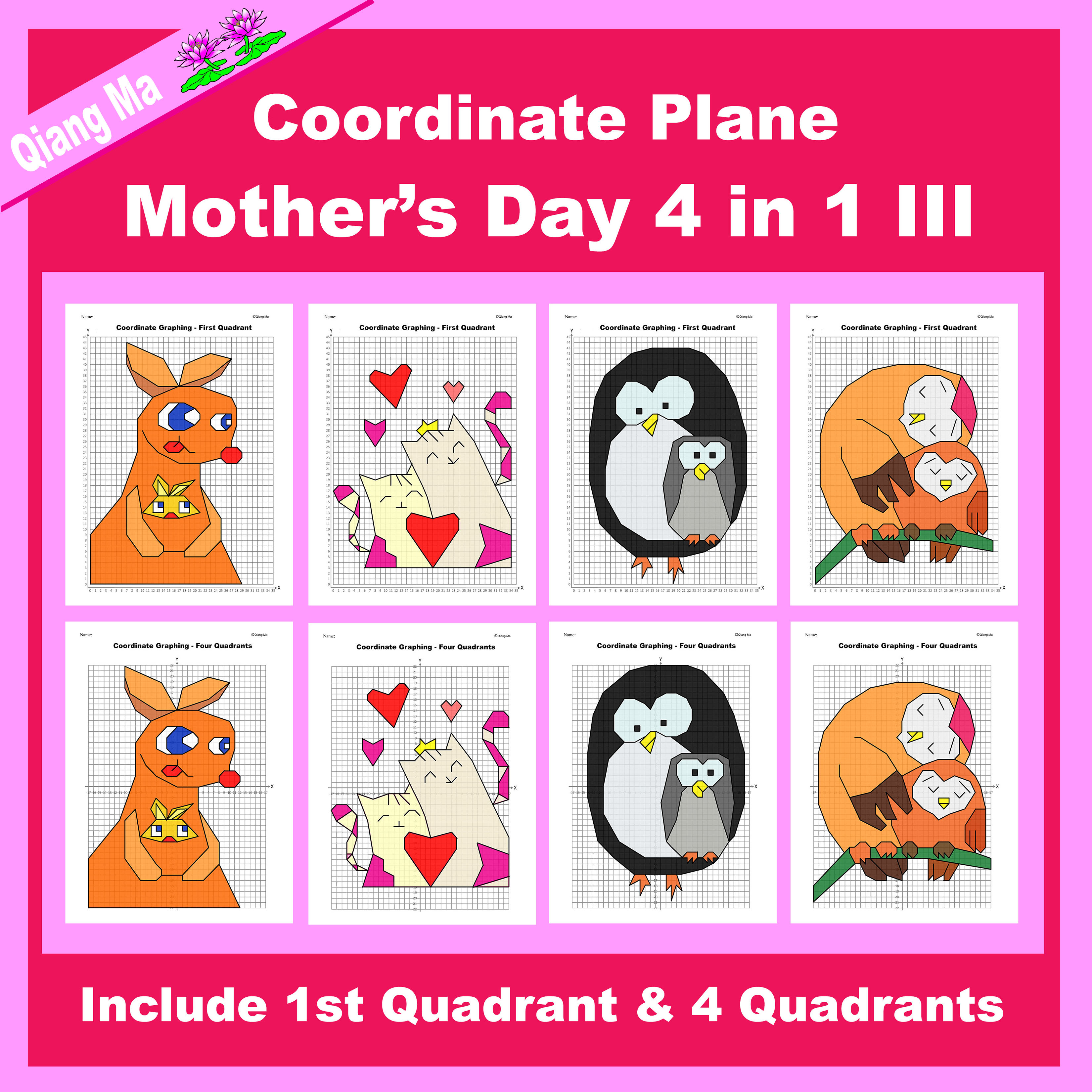 Mother's Day Coordinate Graphing Picture: Mother's Day Bundle 4 in 1 III