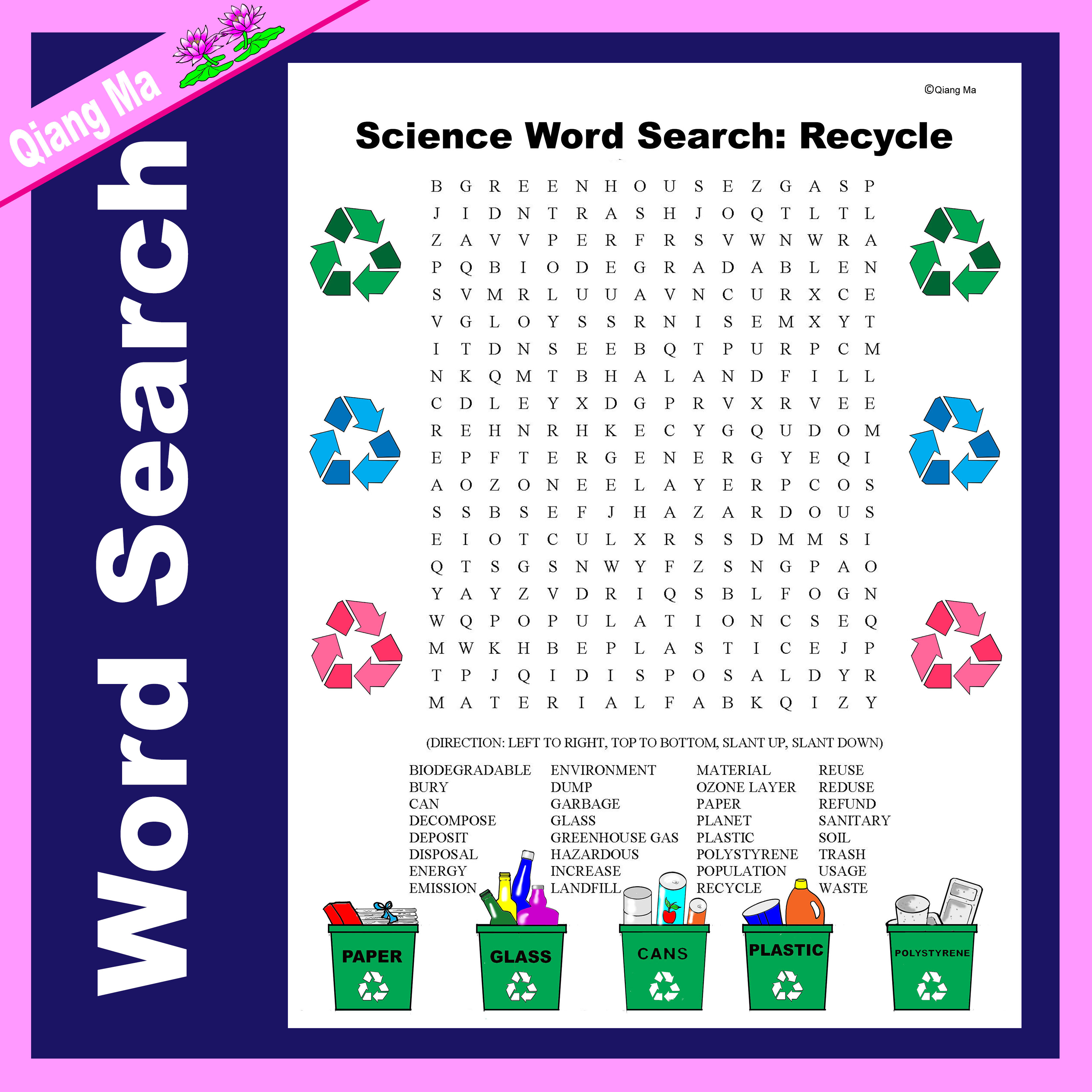 Science Word Search: Recycle