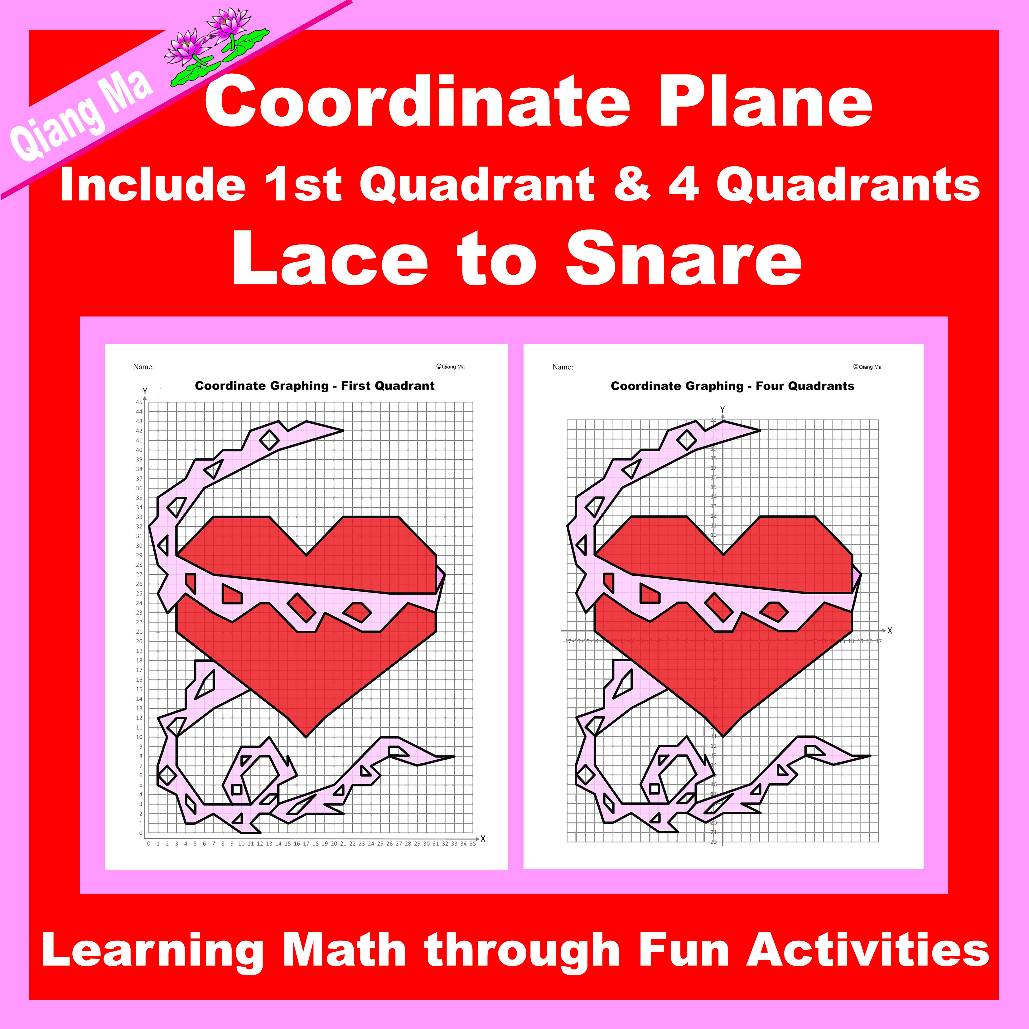 Valentine Coordinate Plane Graphing Picture: Lace to Snare